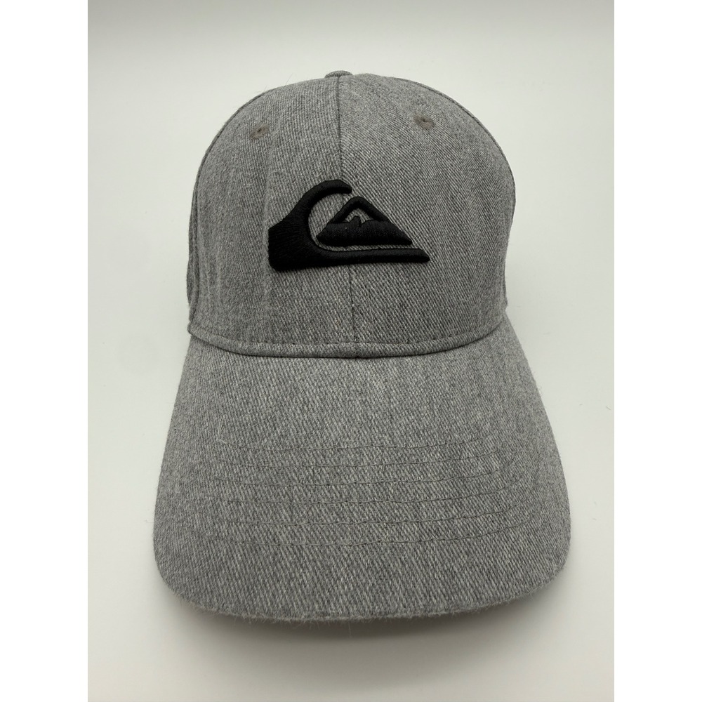 Quiksilver Heather Gray Snapback Hat OSFM Black Embroidered Logo Adjustable Cap